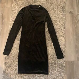 Velvet, mock neck bodycon dress
